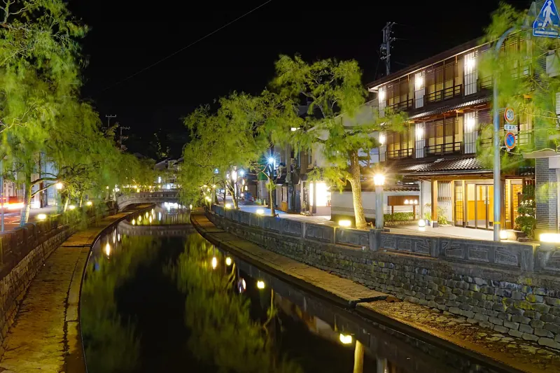 The willow-lined canal in Kinosaki Onsen
