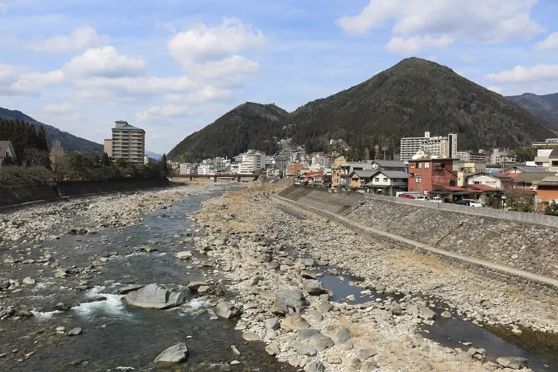 The Hida River and Gero Onsen from Mutsumi Bridge