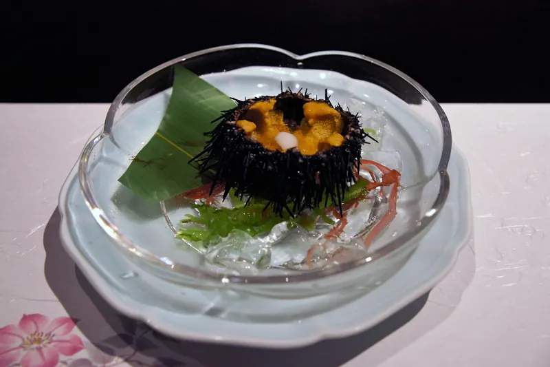A kaiseki starter course at a ryokan in Aomori